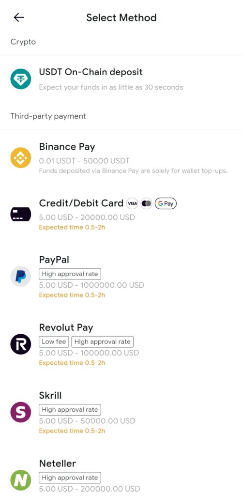 redotpay deposit onchain and top up