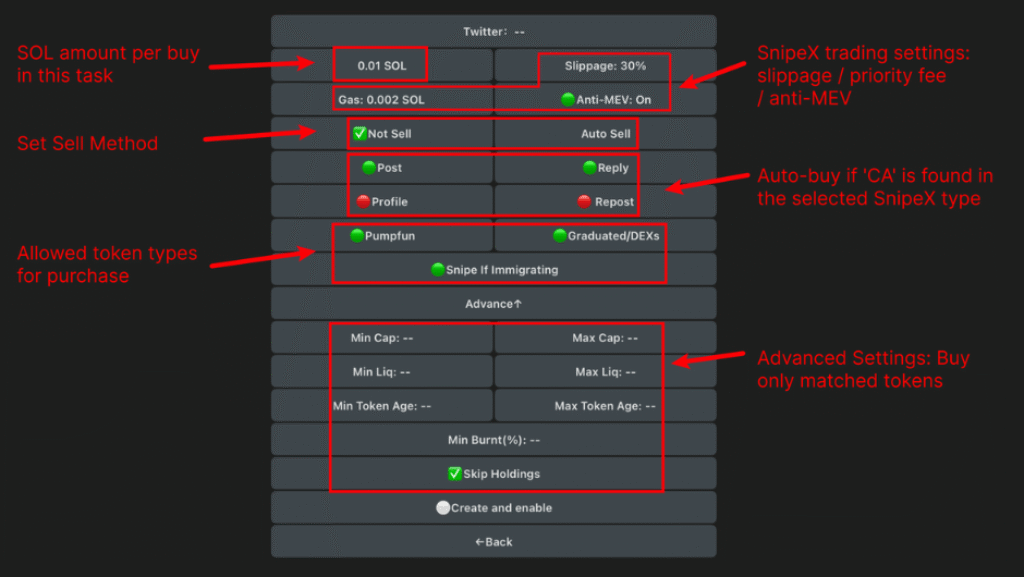 SnipeX Settings Telegram Bot Tutorial