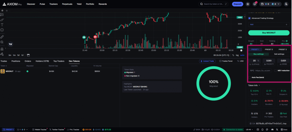 Axiom Trade Buy Presets Tutorial